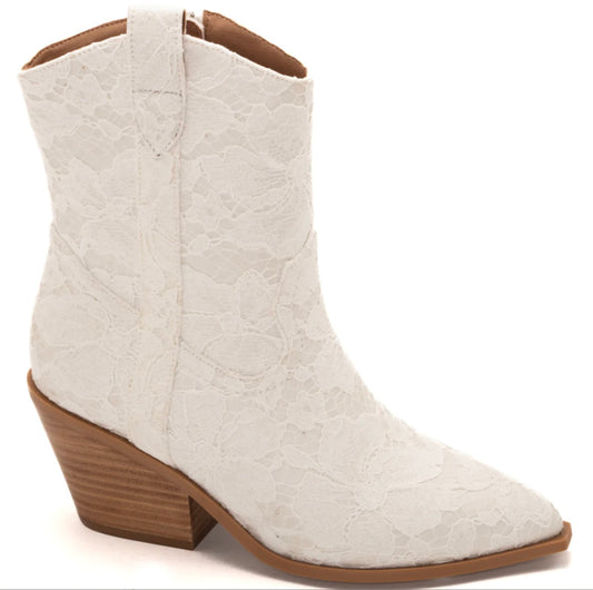 Corkys Rowdy White Lace Short Boots *FINAL SALE*