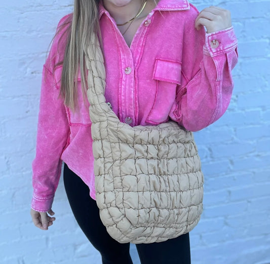 Large Quilted Puffer Carry All Bag