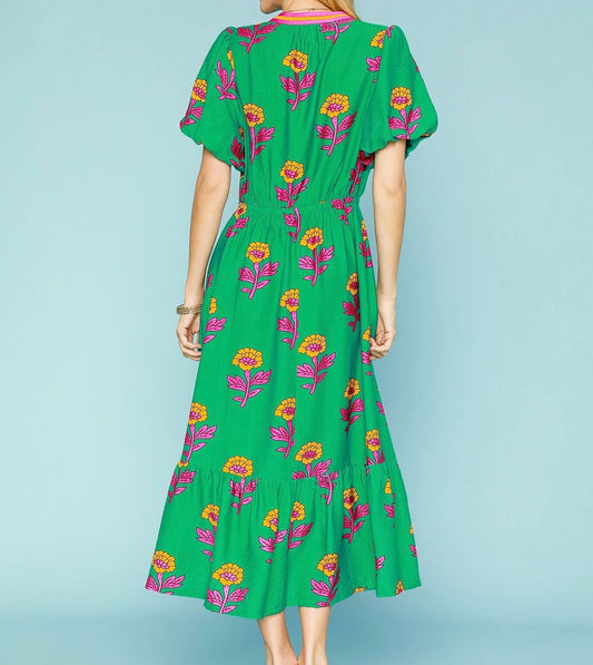 Emerald Sunshine Midi Dress