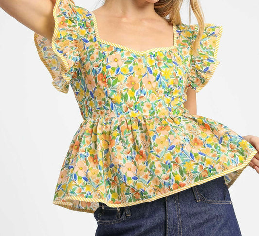 Marigold Charm Peplum Top
