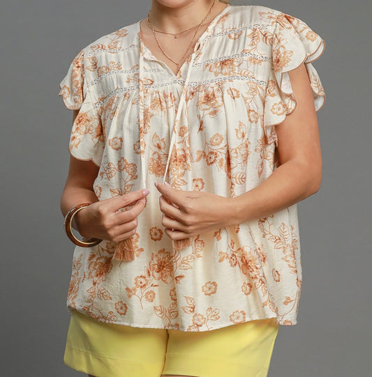 Apricot Blossom Tie Top