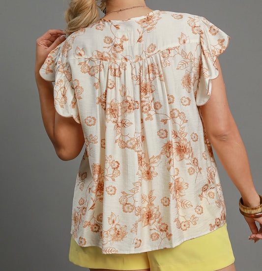 Apricot Blossom Tie Top