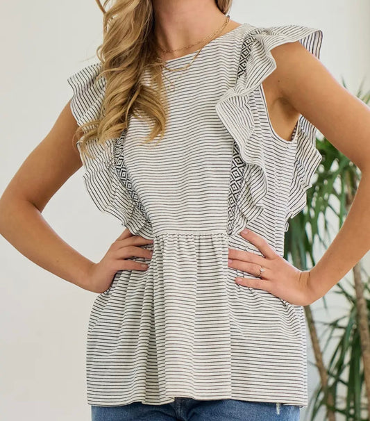 Nomad Stripe Flutter Top