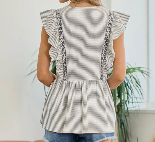 Nomad Stripe Flutter Top