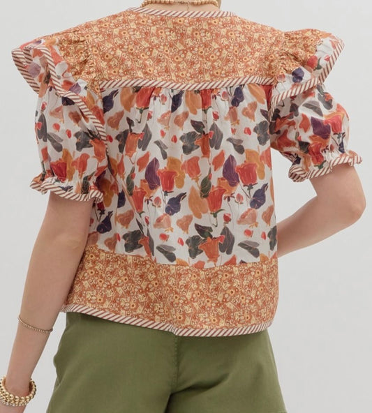 Mixed Media Ruffle Top