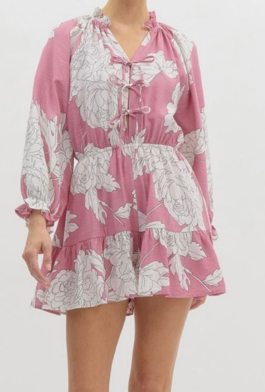 Sweet Blossom Front Tie Romper