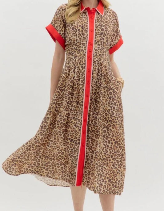Untamed Leopard Midi Dress