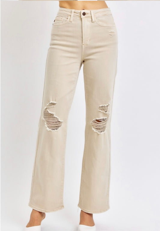 Judy Blue Bone High Waisted Straight Denim - 88823