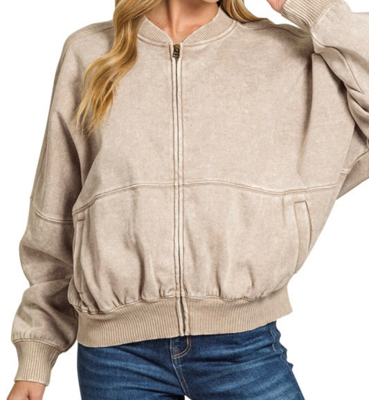 Comfort Zone Washed Zip-Up