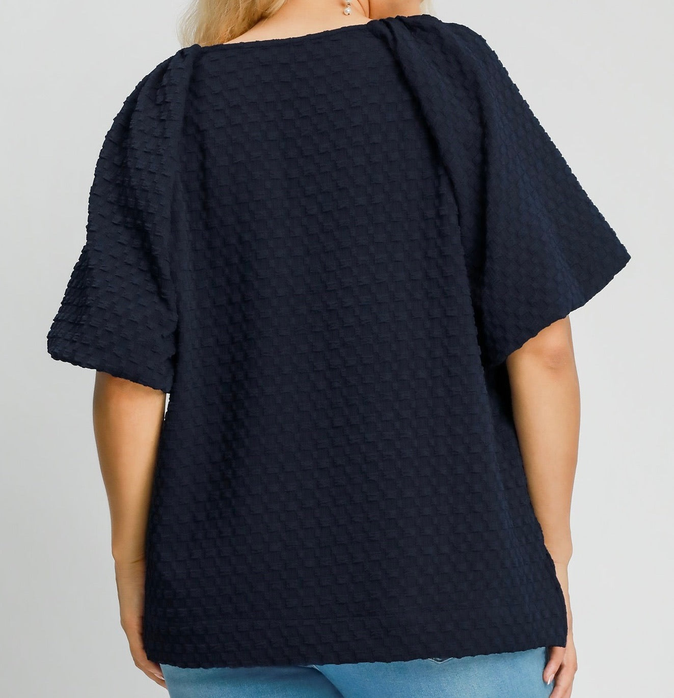 Textured Bubble Puff Sleeve Top