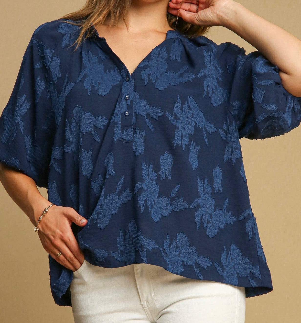 Navy Timeless Textured Top