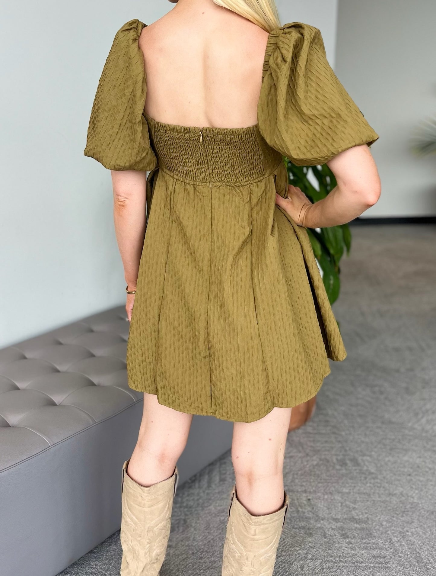 Olive You Forever Puff Sleeve Dress