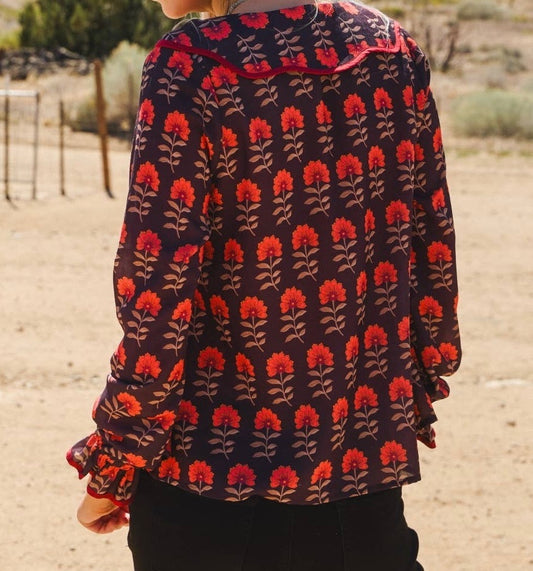 Power Move Red Blooms Top