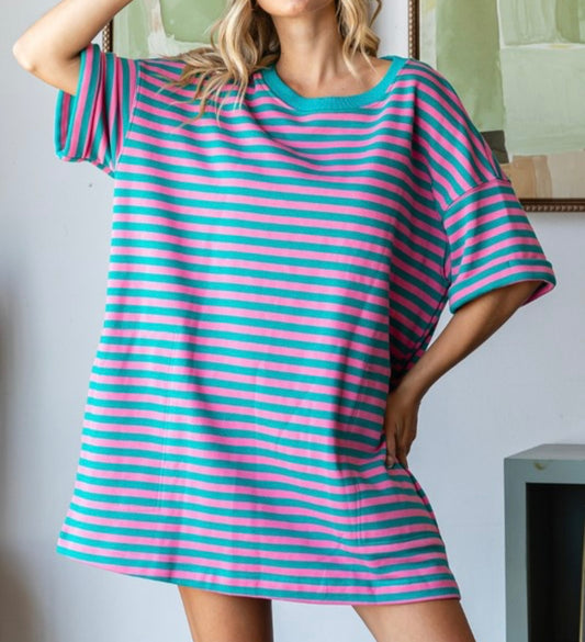 Oversized Striped Pullover Dress