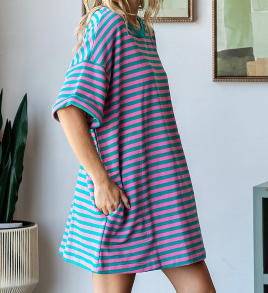 Oversized Striped Pullover Dress