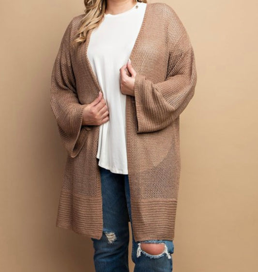 Plus Open Front Long Cardigan
