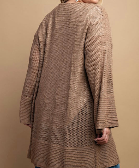 Plus Open Front Long Cardigan