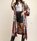 Black Mixed Print Kimono