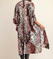 Black Mixed Print Kimono