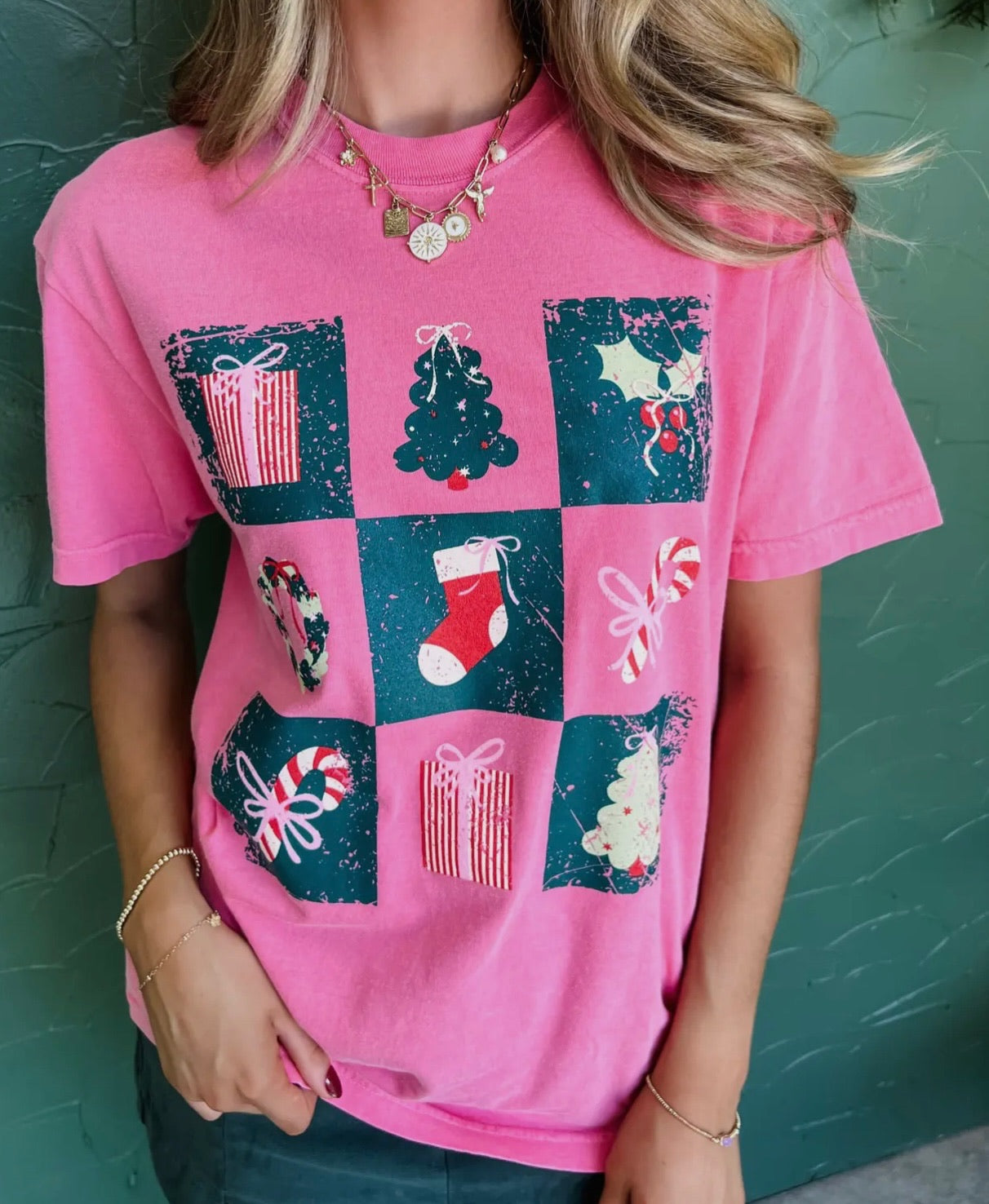 Christmas Checkers Graphic Tee