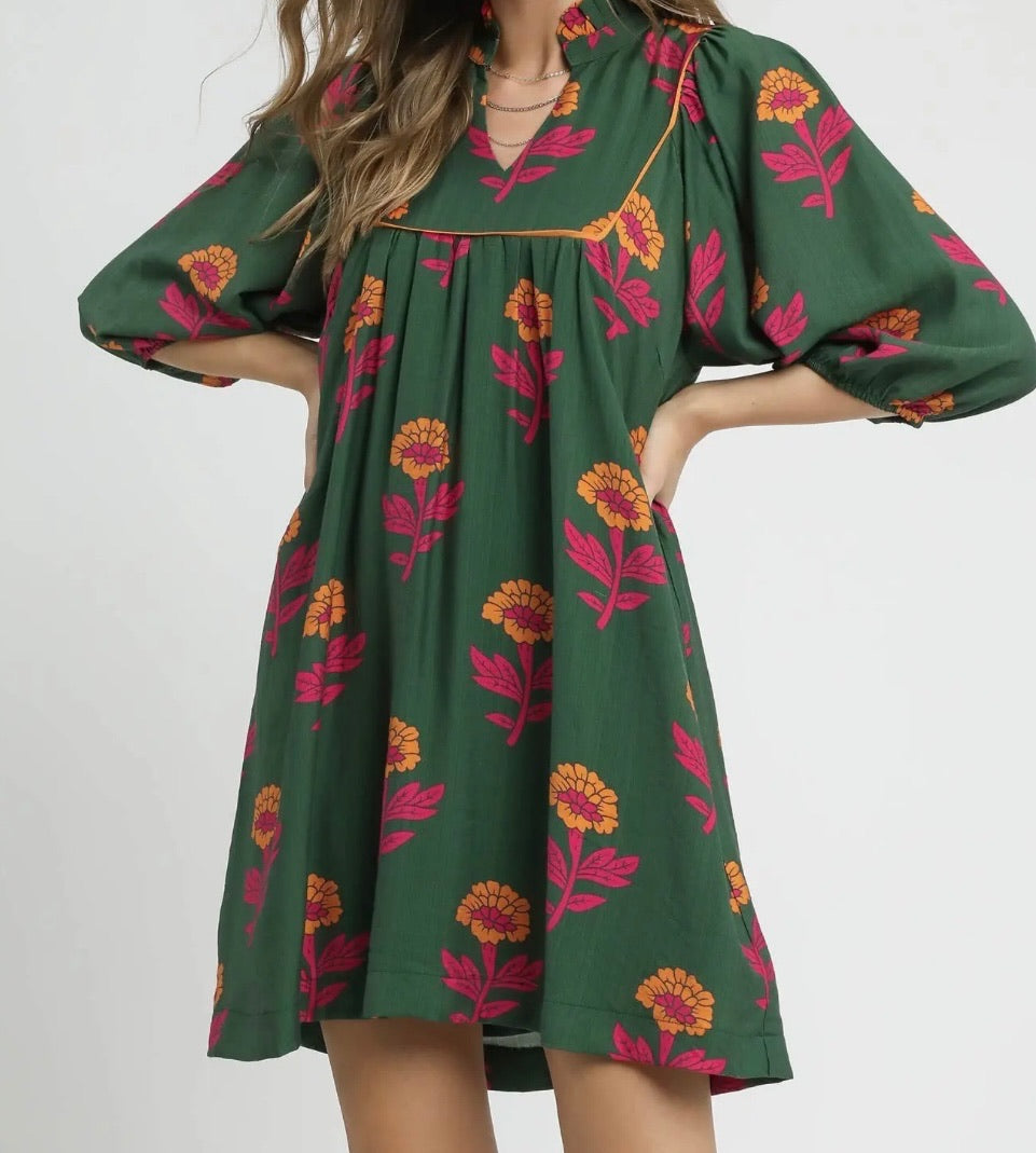 Pine & Poppies Peasant Dress
