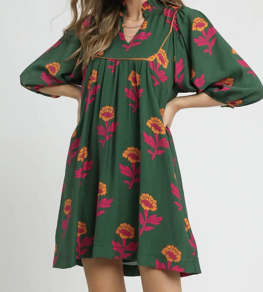 Pine & Poppies Peasant Dress