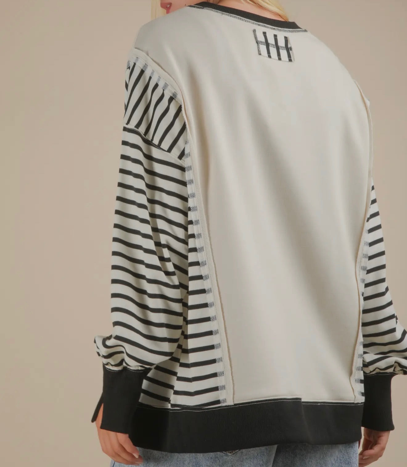 Statement Sleeve Contrast Sweatshirt