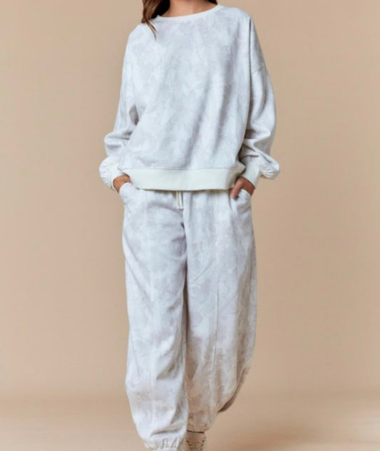 Light Wash Camo Sweat Set