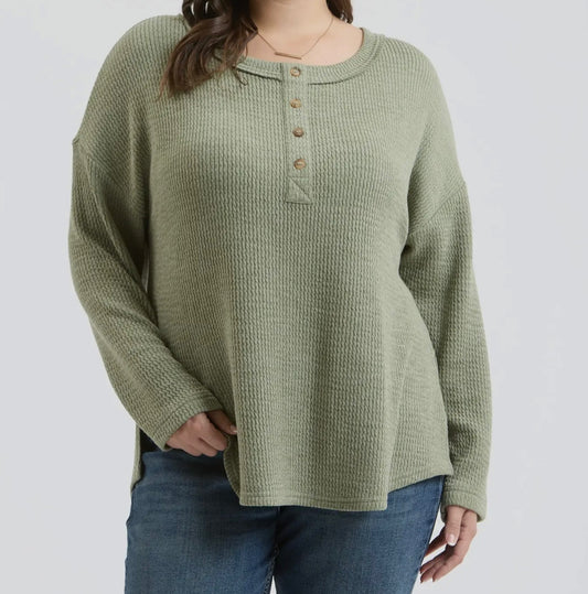 Button Detail Ribbed Plus Top