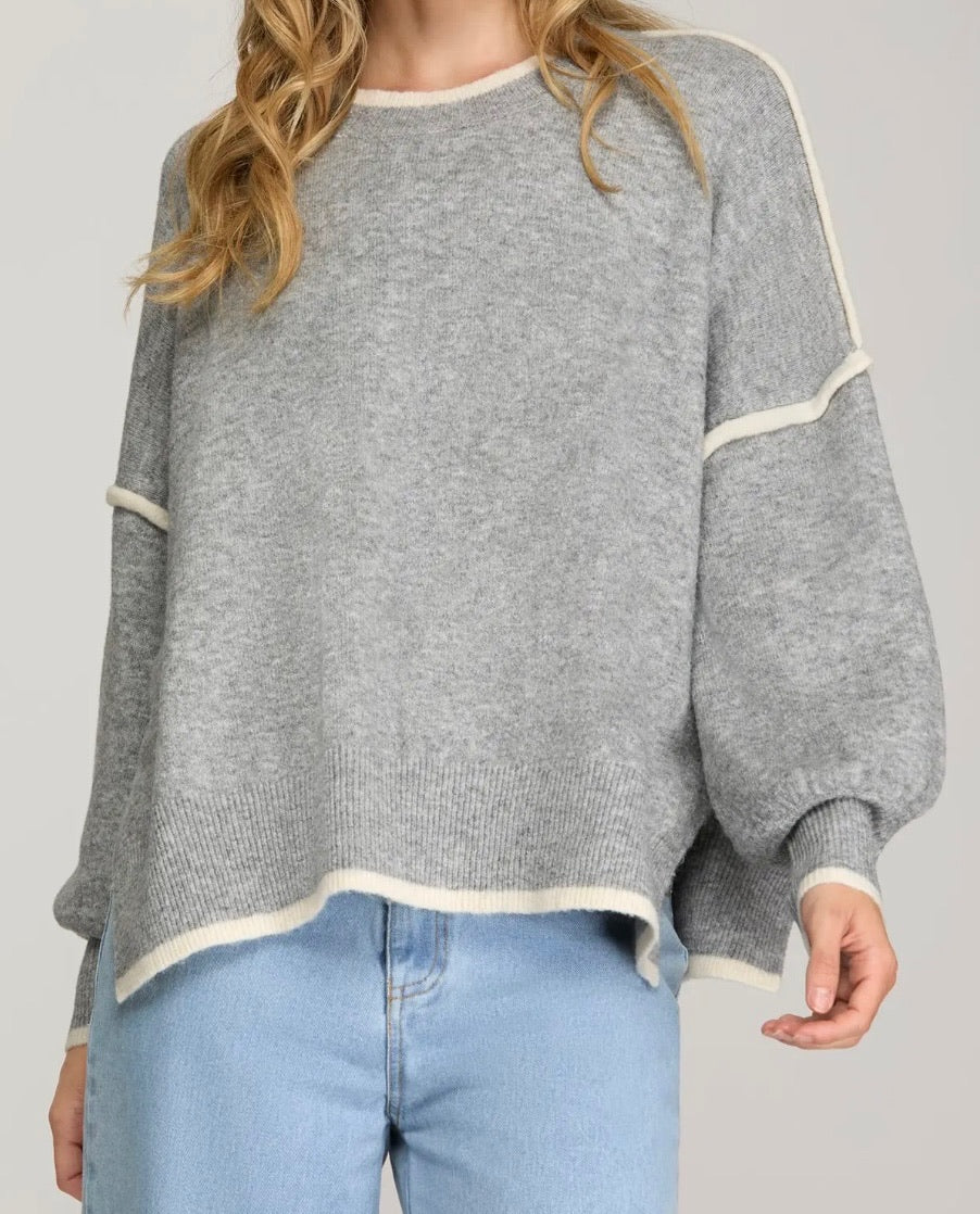 Snow Day Contrast Trim Pullover