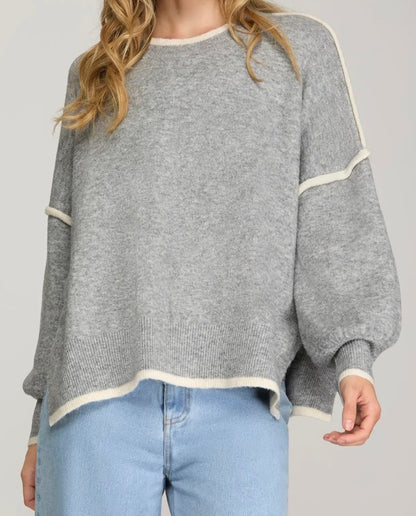 Snow Day Contrast Trim Pullover
