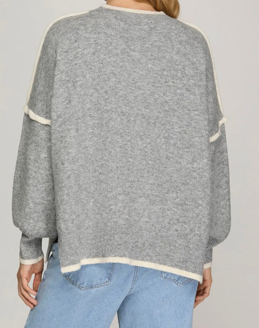 Snow Day Contrast Trim Pullover