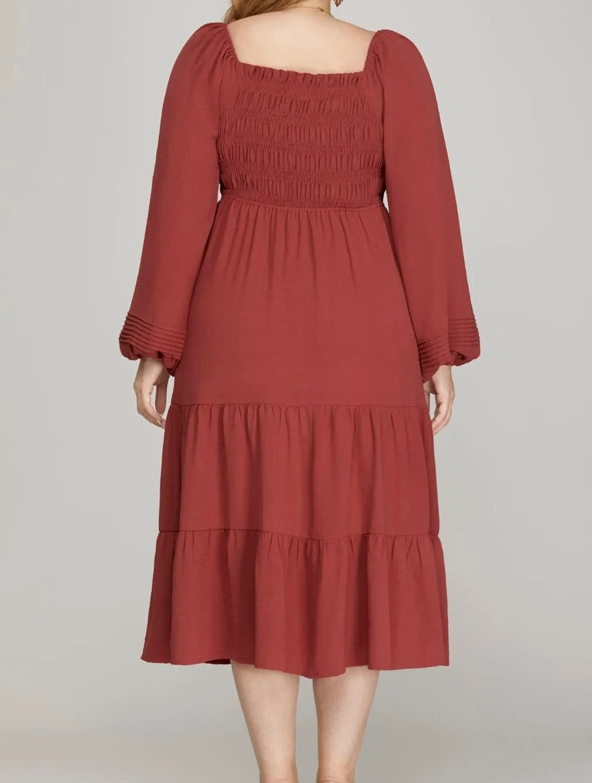 Season's Greetings Smocked Plus Dress