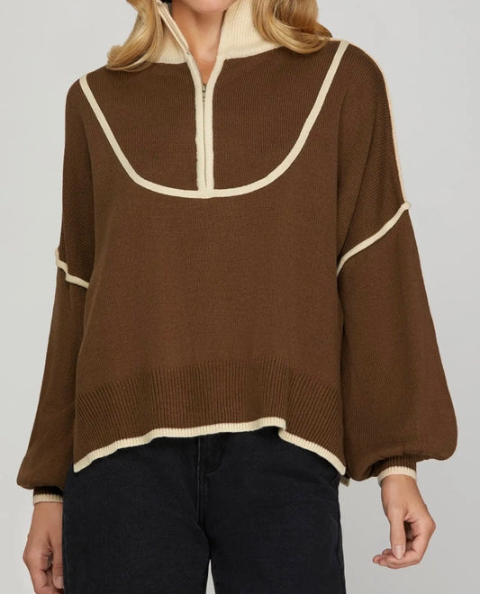 Gingerbread Making Half-Zip Sweater