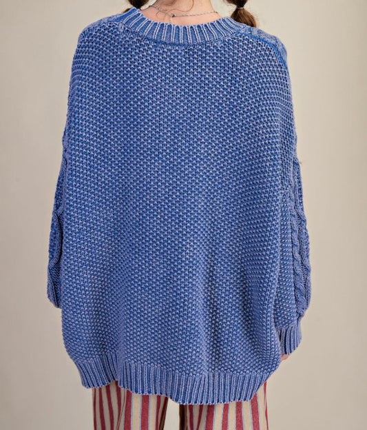 Cobalt Oversized Cable Knit Sweater