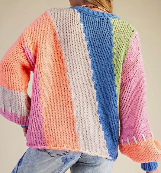 Sewn with Love Color Block Sweater