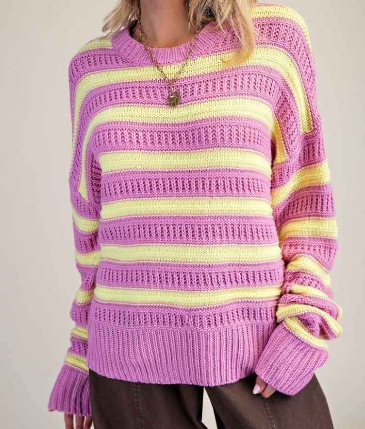 Lavender Lemon Striped Sweater