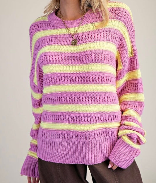 Lavender Lemon Striped Sweater