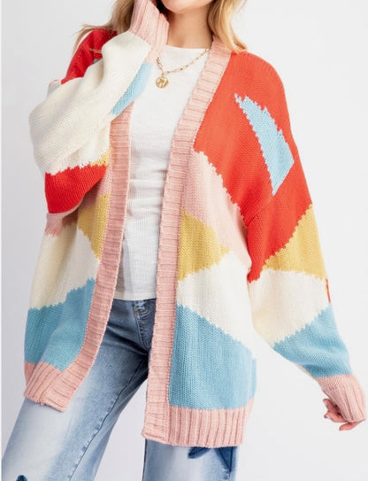 Abstract Textiles Oversized Cardigan