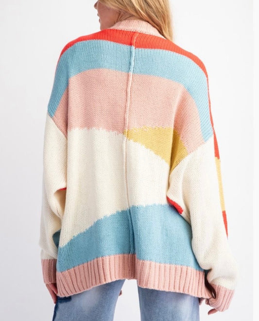 Abstract Textiles Oversized Cardigan