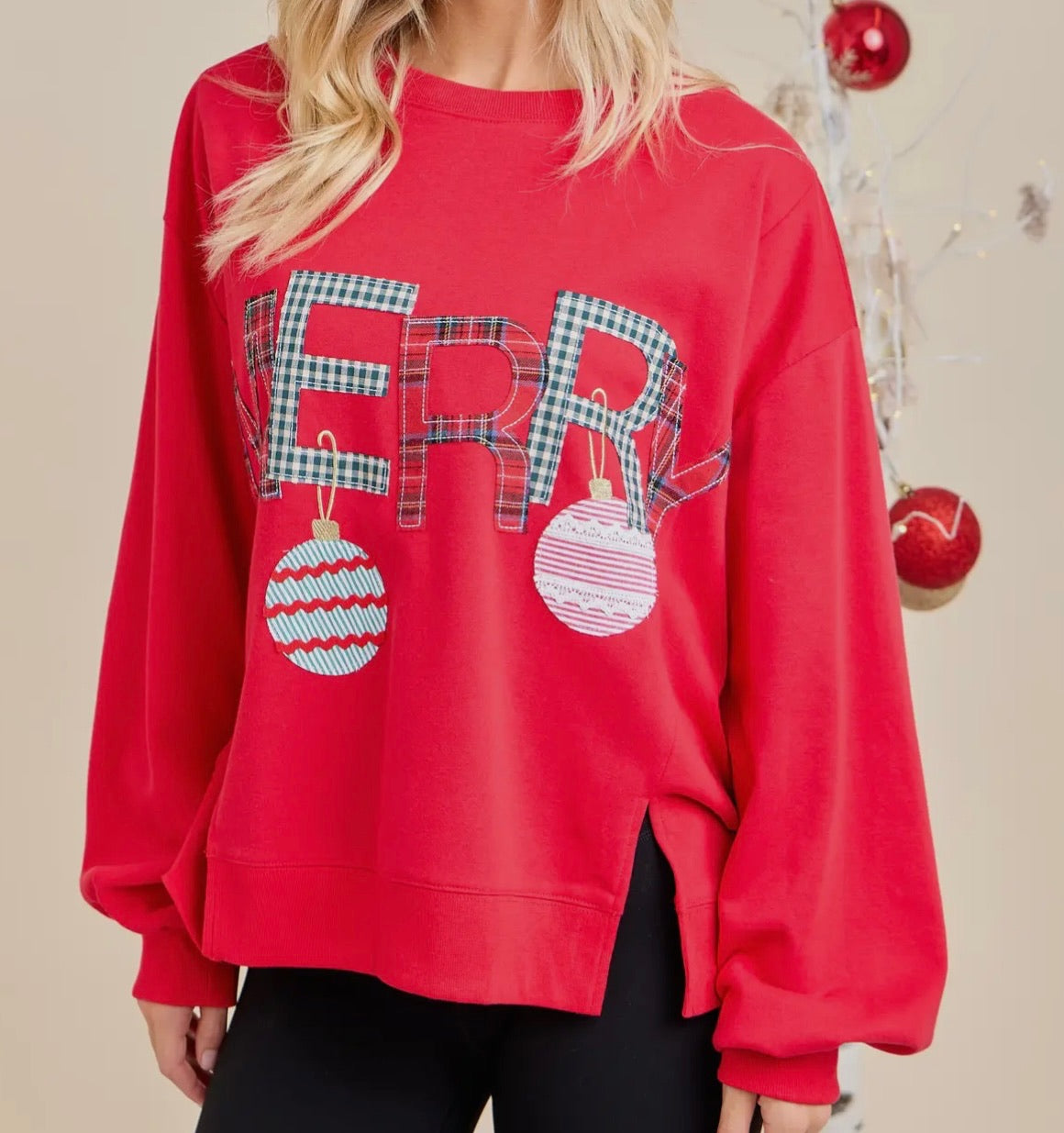 Merry Quilted Oversized Pullover