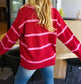 Pink Collared Strip Knit Sweater