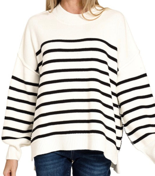 Read All About It Striped Oversized Sweater