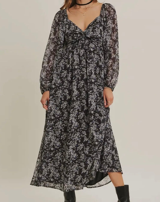 Starry Night Floral Midi Dress