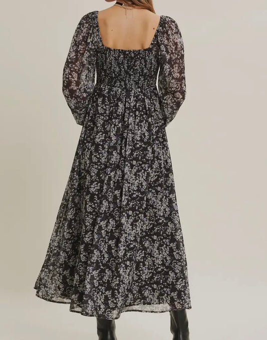 Starry Night Floral Midi Dress