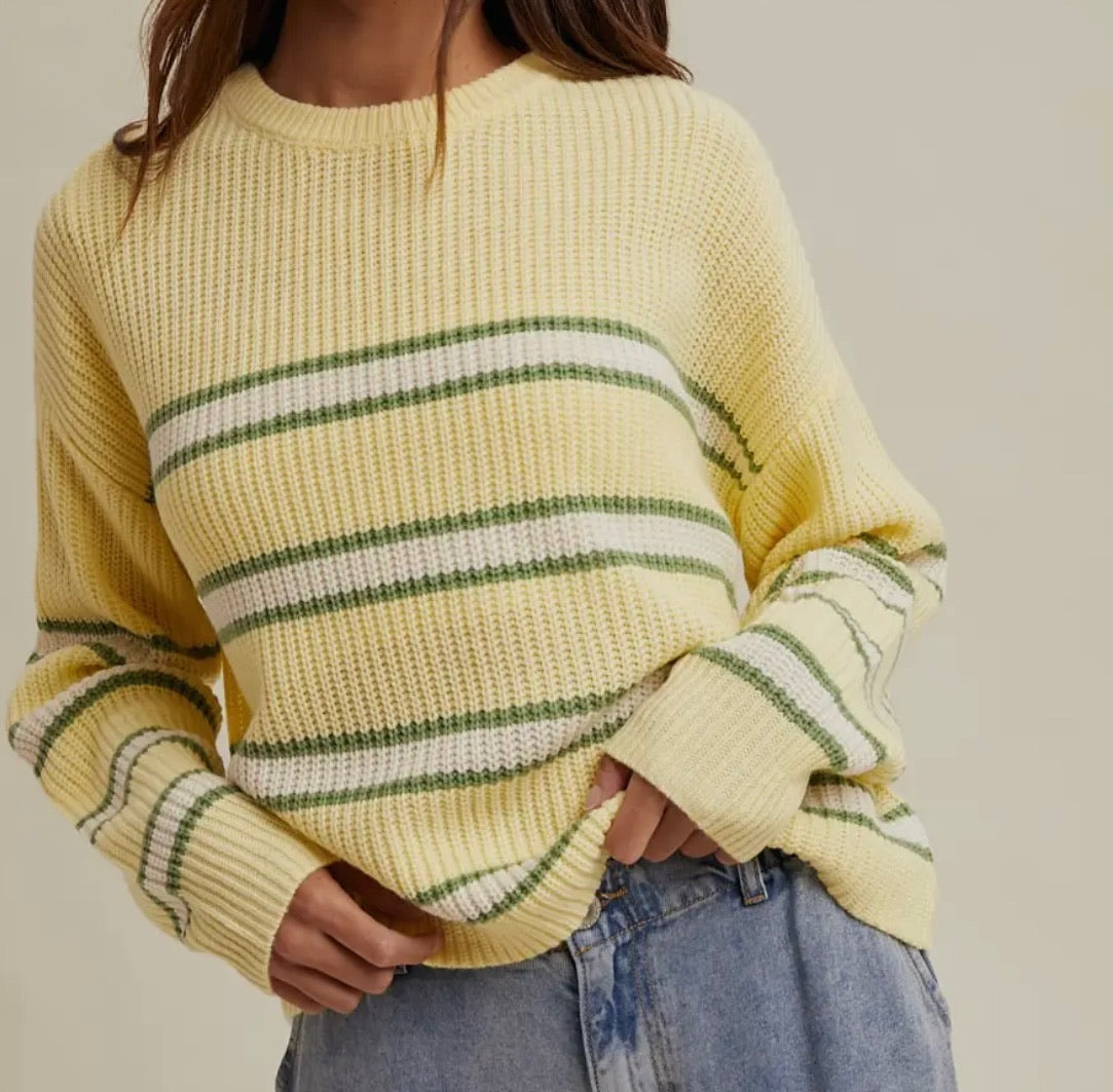 Dreaming Of Greener Pastures Striped Pullover