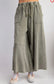Washed Terry Knit Wide Leg Pants