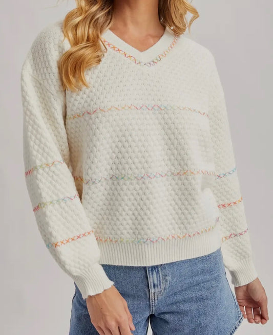 Bright Side Waffle Knit Pullover