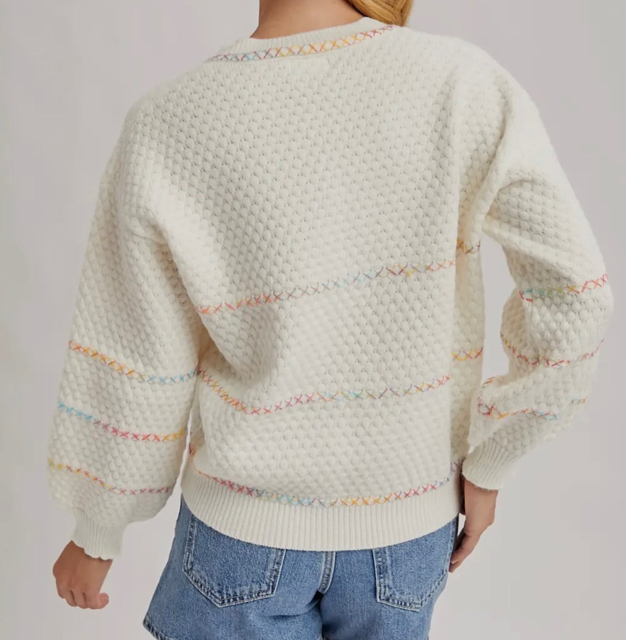 Bright Side Waffle Knit Pullover