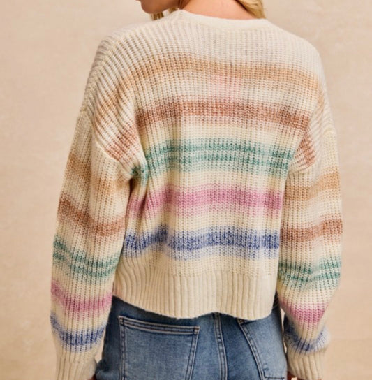 Soft Focus Stripe Button Cardigan
